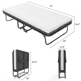 Sunvega Folding Bed with Memory Foam Mattress Included Portable Roll Away Guest Bed