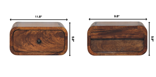 Sunvega Solid Mango Wood Wall Mounted Nightstand with Single Drawer in Chestnut