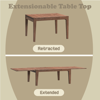 Sunvega Walnut Finish Rectangular Dining Table with Extension Leaf for 8