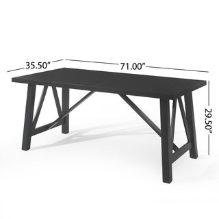 Sunvega Farmhouse Style Dining Table with Rubberwood Frame and Wood-Like Top