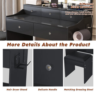 Sunvega Modern Makeup Vanity Desk with Adjustable Lighting and Power Outlet