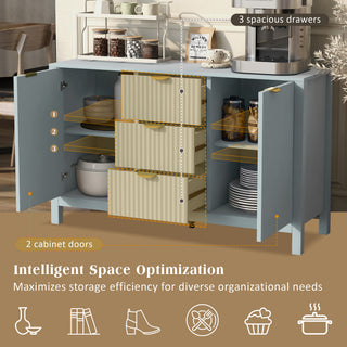 Sunvega Sideboard with Artistic Wave Design and Adjustable Shelves for Living Room