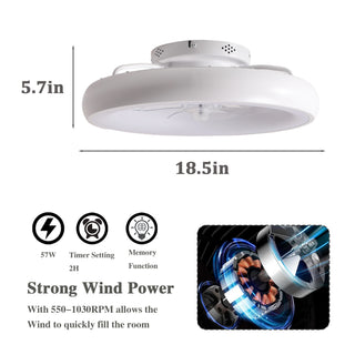 Sunvega 19 inch Matte White Bedroom Fan with Dimmable LED Light and Remote Control