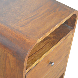 Sunvega Solid Mango Wood Chestnut Nightstand with 2 Drawers and Open Slots