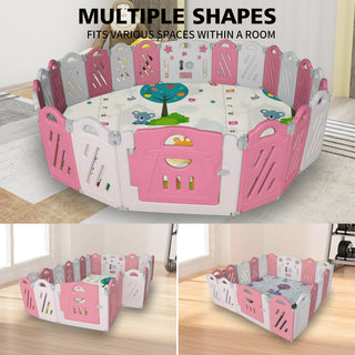 Sunvega Adjustable Shape Baby Playpen with Safety Lock Gate and Playboard Toys