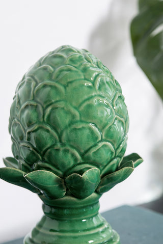 Sunvega Vintage Green Ceramic Blooming Artichoke Accent for Dining Room