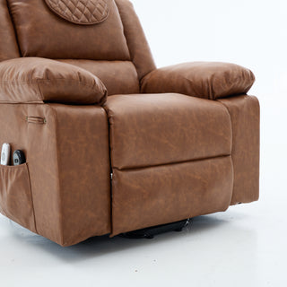 Sunvega Black PU Remote-Controlled Heating and Massage Assistive Recliner for Seniors
