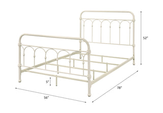 Sunvega Spindle Headboard White Full Bed Frame with Metal Base and Slats