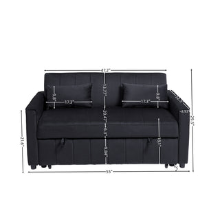 Sunvega Velvet 3-in-1 Sleeper Sofa Bed with Adjustable Backrest and Storage Pockets