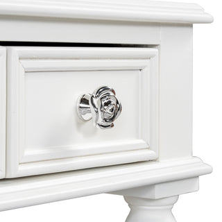 Sunvega Elegant White Dressing Table with Large Mirror and 3 Drawers for Bedroom