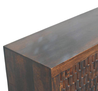 Sunvega Solid Mango Wood Arno Chest with Velvet Mocha Finish and 3-Drawers