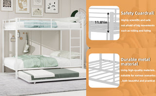 Sunvega Twin Over Full Metal Bunk Bed with Trundle for Space Saving and Safety