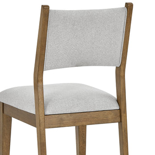 Sunvega Set of 2 Light Gray Fabric Open Back Walnut Oak Dining Side Chairs
