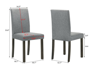 Sunvega Contemporary Style Gray Fabric Upholstered Dining Chairs with Brown Finish Legs