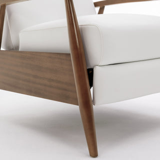 Sunvega Modern Chestnut Brown Wood Arm Push Back Recliner in Caramel