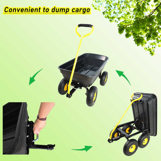 Sunvega Folding Garden Dump Truck with Steel Frame and 10-Inch Pneumatic Tires