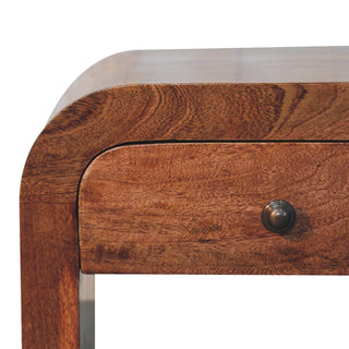 Sunvega Honey Caramel Solid Wood Bedside Table with One Drawer Storage