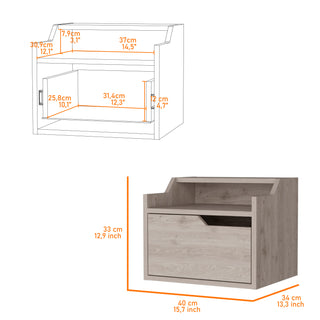 Sunvega Wall Mount Floating Nightstand with Drawer and Dual Shelf Display