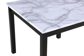 Sunvega Contemporary White Faux Marble Dining Table Set with 4 Cushioned Chairs