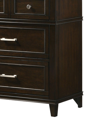 Sunvega Merlot 6 Drawer Dresser with Transitional Design and Custom Hardware