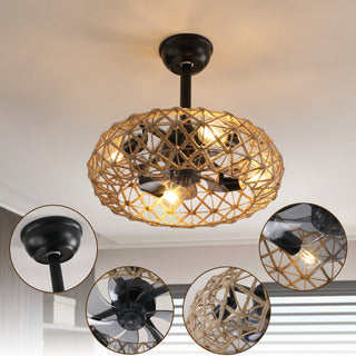 Sunvega 7 Blades Ceiling Fan with 4 Bulbs, Dimmable, Reversible DC Motor, Remote Control