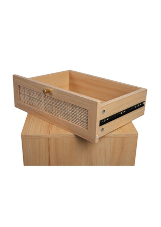 Sunvega Modern Vintage Nightstand with Caned Drawers for Bedroom Storage