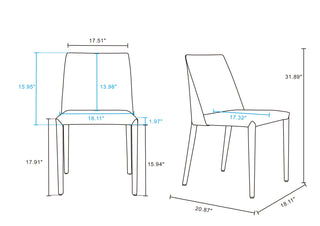 Sunvega Modern Gray Leatherette Upholstered Dining Chairs Set of 2