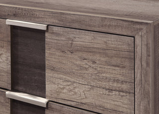 Sunvega Black and White Finish Nightstand with Two Drawers and Metal Knobs