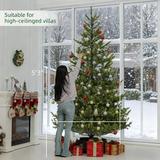 Sunvega Pencil Artificial Xmas Tree with Faux Snow Flocked Full Branch Tips Flame-retardant