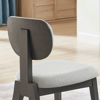 Sunvega Set of 2 Light Gray Fabric Upholstered Dining Chairs with Gray Wood Frame