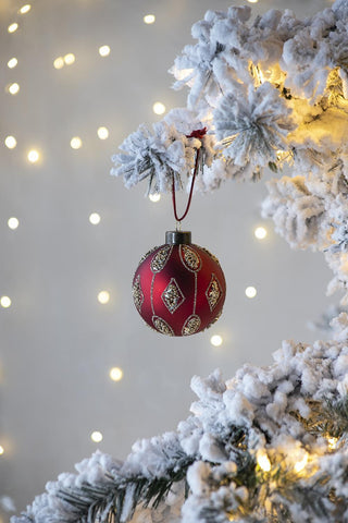 Sunvega Glass Glitter Painted Christmas Ball Ornaments Set of 12 for Holiday Decor