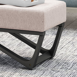 Sunvega Modern Ottoman Bench with Button-Tufted Waffle Stitch and Geometric Legs
