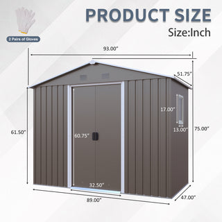 Sunvega 8ft x 4ft Outdoor Metal Storage Shed With Window and Metal Foundation