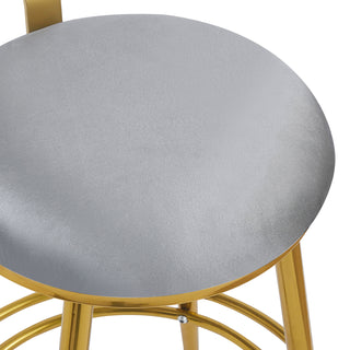 Sunvega Light Gray Velvet Counter Stools Set of 2 with Iron Frame and Footrest