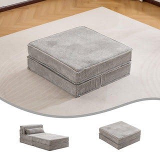 Sunvega Convertible Modular Sectional Mahjong Sofa Bed with Ottoman in Circle Fleece Fabric