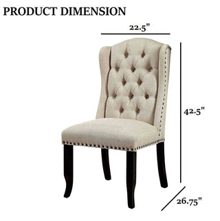 Sunvega Rustic Style Antique Black and Beige Finish Wingback Dining Side Chairs
