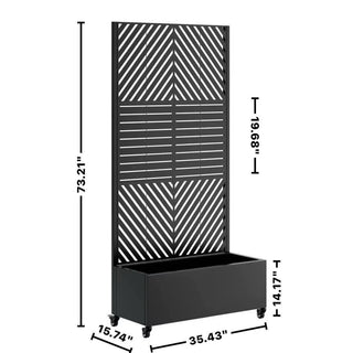 Sunvega Metal Planter Box with Trellis Raised Garden Bed on Wheels for Climbing Plants