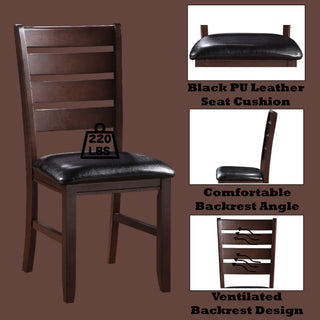 Sunvega Tufted Black PU Upholstered Wood Bench with Espresso Finish