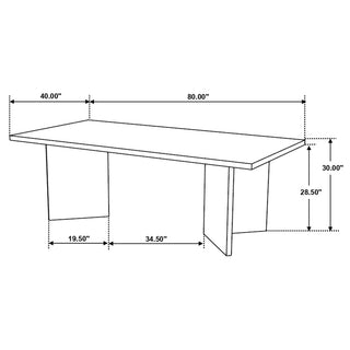 Sunvega Modern Mango Wood Rectangular Dining Table with V-Leg Base for Dining Room