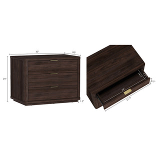 Sunvega Modern Charcoal Gray Nightstand with 3 Full Extension Drawers