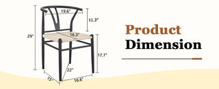 Sunvega Modern Iron Wishbone Dining Chair with Woven Seat for Multiple Styles