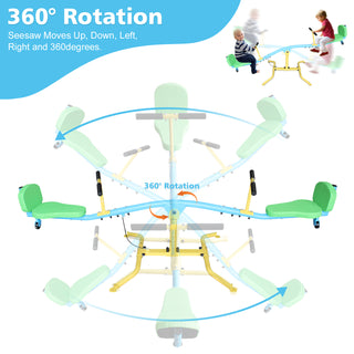 Sunvega 360 Degree Rotating Double Seesaw with Backrest and Safety Handle for Playground