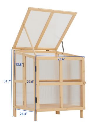 Sunvega Foldable Wooden Greenhouse Cold Frame with Openable Top and Shelves