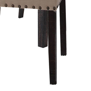 Sunvega Beige and Salvage Dark Oak Upholstery Side Chair with Nailhead Trim