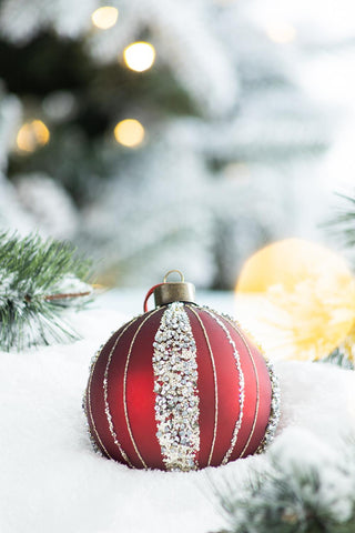 Sunvega Glass Glitter Painted Christmas Ball Ornaments Set of 12 for Holiday Decor