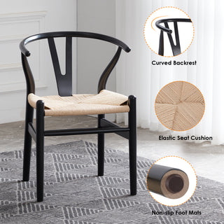 Sunvega Solid Wood Wishbone Dining Chair Mid Century Modern for Beach House