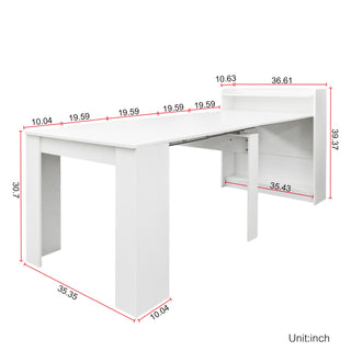 Sunvega Modern Extendable Dining Table with Storage for Kitchen Living Room