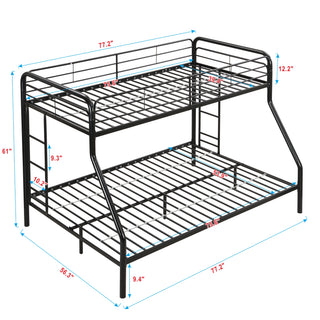 Sunvega Black Metal Bunk Bed Frame with Strong Steel Structure for Durability