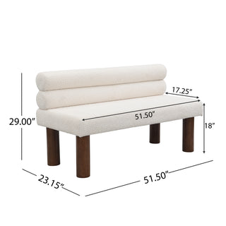 Sunvega Boucle Fabric Upholstered Dining Bench with Rubber Wood Legs 330 LBS Support