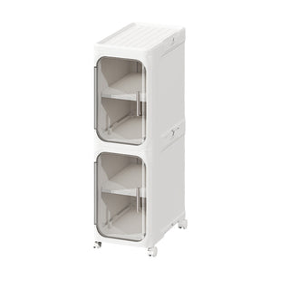 Stackable Collapsible Storage Bins with Doors Foldable Plastic Closet Organizer Cabinet